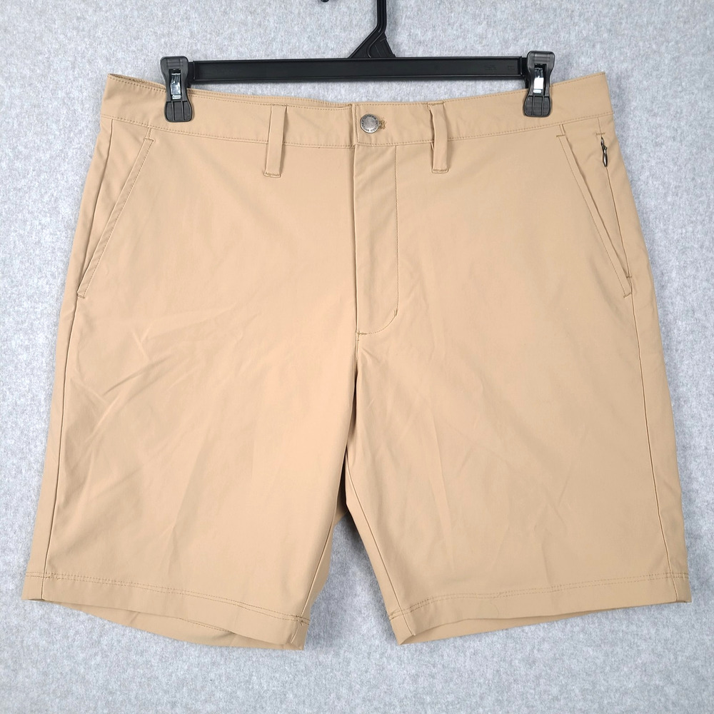UNTUCKit Chancellor Shorts Mens Size W34 Tan Chino Polyester Golf Travel 40499